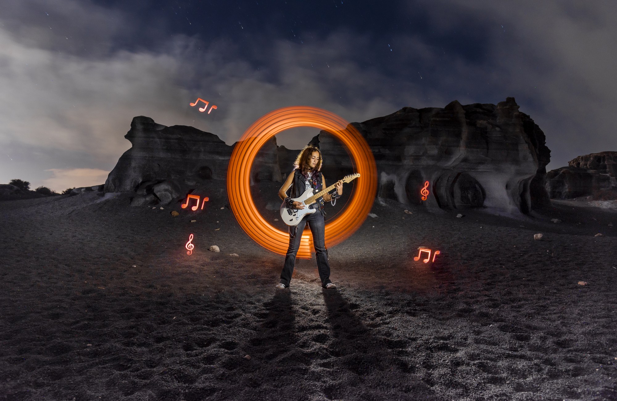 Obra de lightpainting de Rosa García