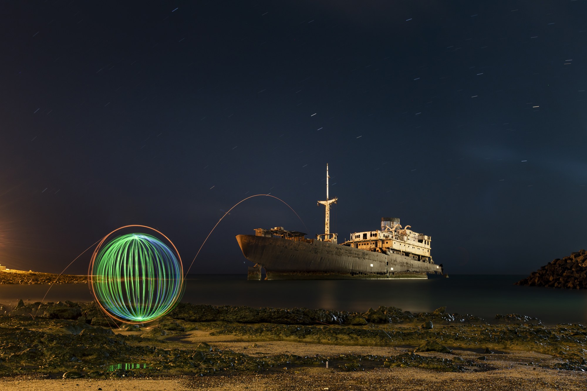 Esfera de luz junto al pecio del Telamón