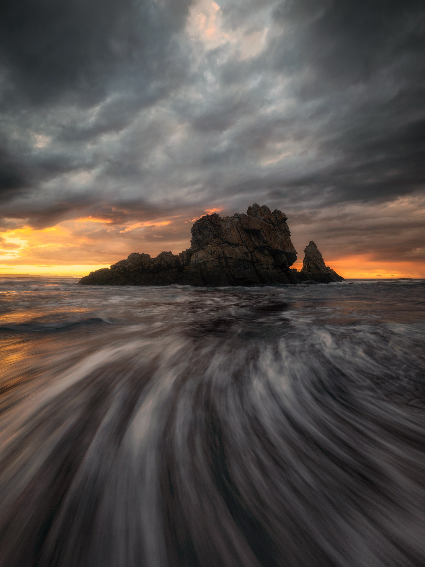 Larga exposición de Alejandro García Bernardo en un paisaje marino al atardecer